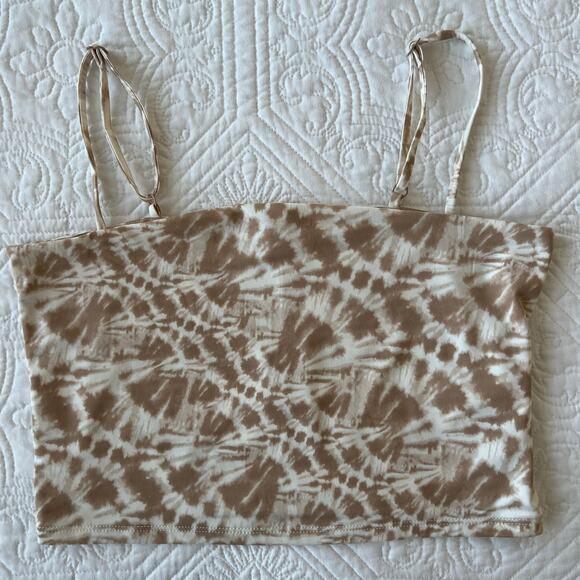 Express Body Contour Crop Tank Top Tan Tie Dye Medium M NWT - Picture 4 of 10